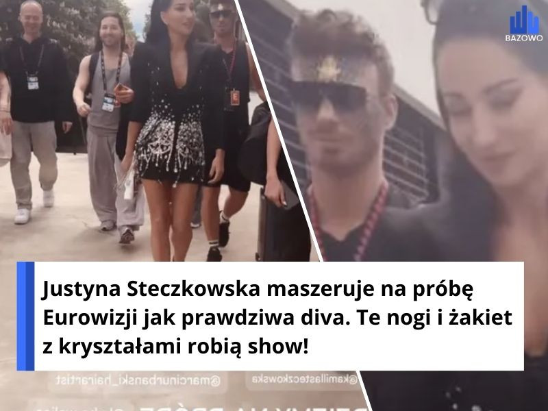 Justyna Steczkowska maszeruje na próbę Eurowizji jak prawdziwa diva. Te nogi i żakiet z kryształami robią show!